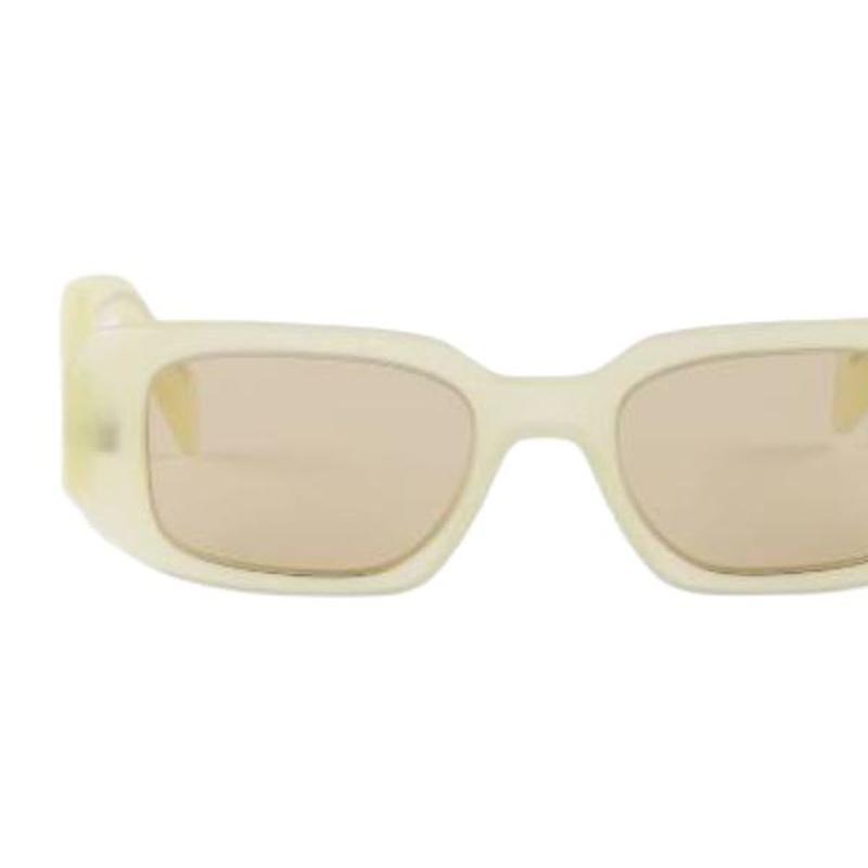 Prada Geometric Design Acetate Irregular Shape Sunglasses Unisex Couple Style Frosted Vanilla