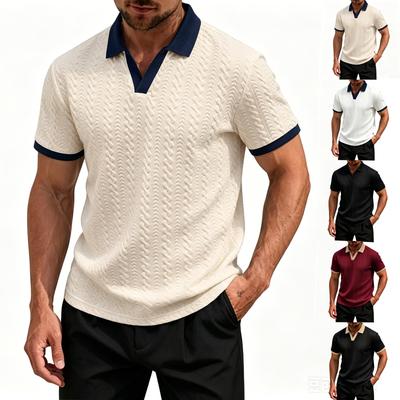 Men's Knit Short Sleeve Polo Shirt with Collar and Cuffs Classic Fit Soft Breathable Fabric Lightweight Design for Daily Wear