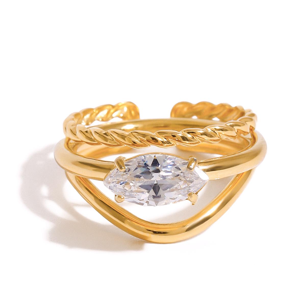 

Yori 2pcs Double layer Hollow out Fried Dough Twists Pattern Overlay Ring Hypoallergenic Texture Geometric Minimalist Jewelry Gi 7 золотистый