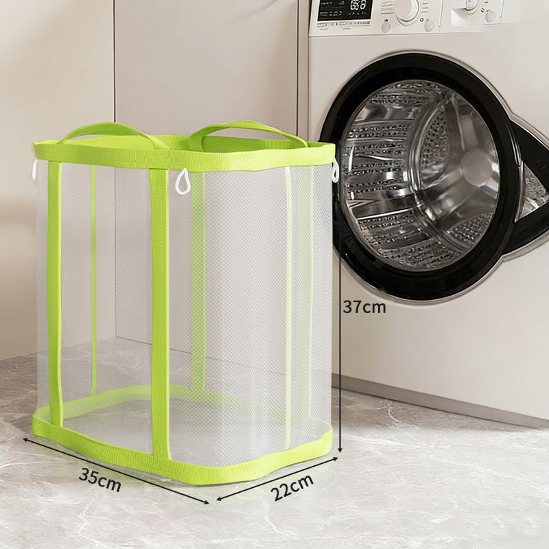 Breathable Mesh Laundry Basket Large Capacity Foldable Wall-Mounted Dirty Clothes Organizer Bag Bathroom Laundry Basket
