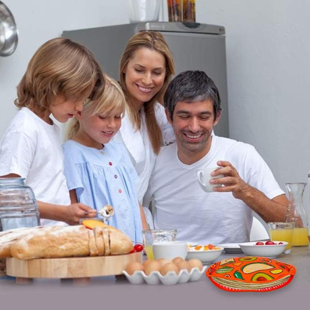 Tortilla Warmer Pouch 11.8 Inch Insulated Microwaveable Fabric Tortilla Keeper Holder for Corn and F