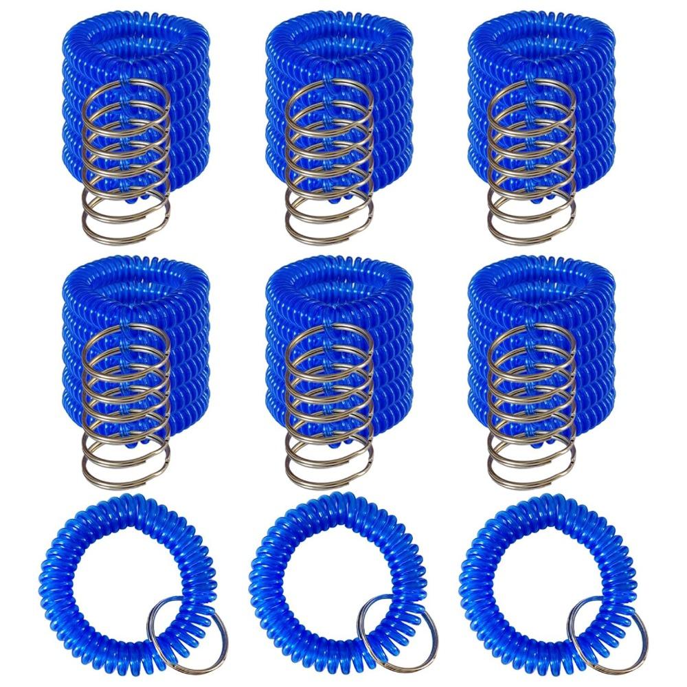30pcs Wristlet Keychain Spring Spiral Wrist Coil Key Chain Badge Holders Wristband Key Ring Colorful Spiral Coil Hair Tie Sauna Accessaries Wrist Coil