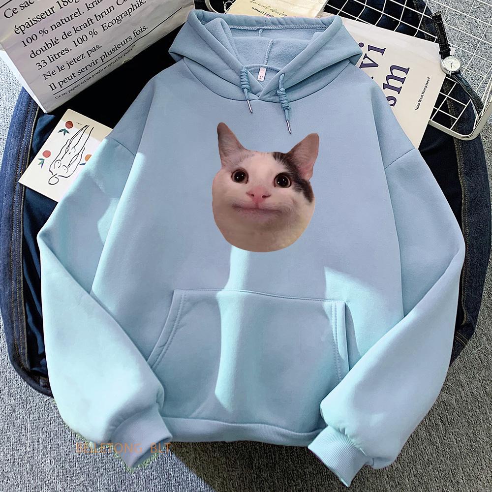 Meme Cats Hoodies Casual Kawaii Graphic Printing Sweatshirts Women/men Comfortable Fleece Soft Sudaderas Long Sleeve Girl Hoodie