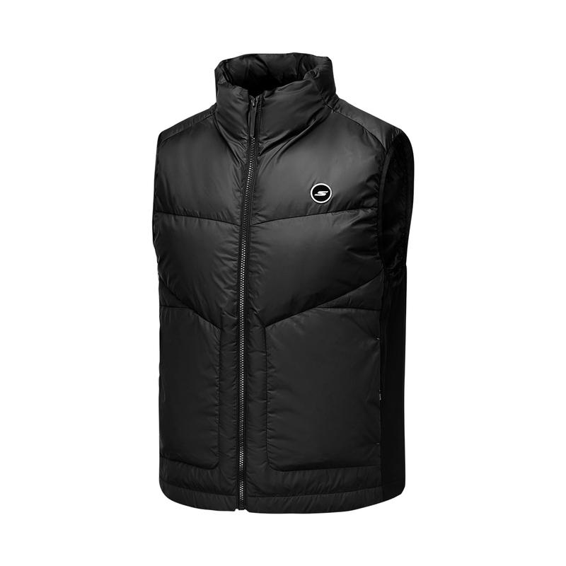 Skechers Basic Sports Series Stand Collar Warm Solid Color Zipper Down Vest Unisex vest P425U042-0018 S