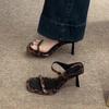 Women's Slippers Summer High Heel Square Leopard Print Matching Simple Sandals Fashion Comfortable Increase Hollow Slippers