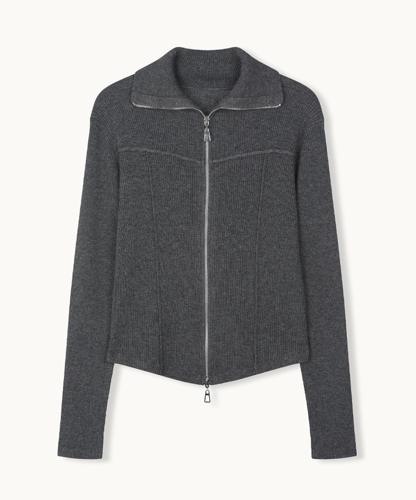 MAKE A TOAST Two-Way Zipper Wool Cardigan (Dark Gray) Mbfsnt004Dg