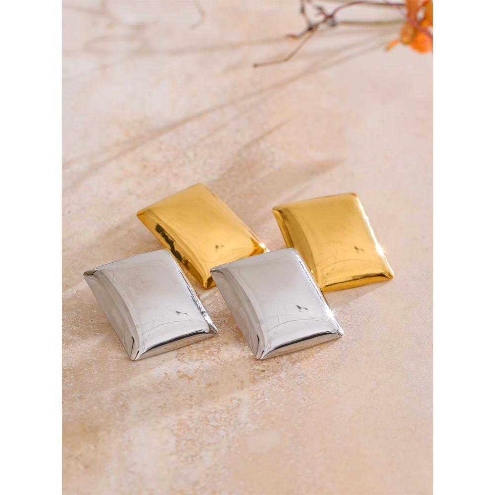 Eetit Glossy Smooth Stainless Steel Rectangle Stud Earrings for Women Minimalist Fashion Daily Jewelry for All Occasions