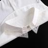 Women's Lace Decorative Hollow Out Detachable Collar Base Shirt for Autumn and Winter