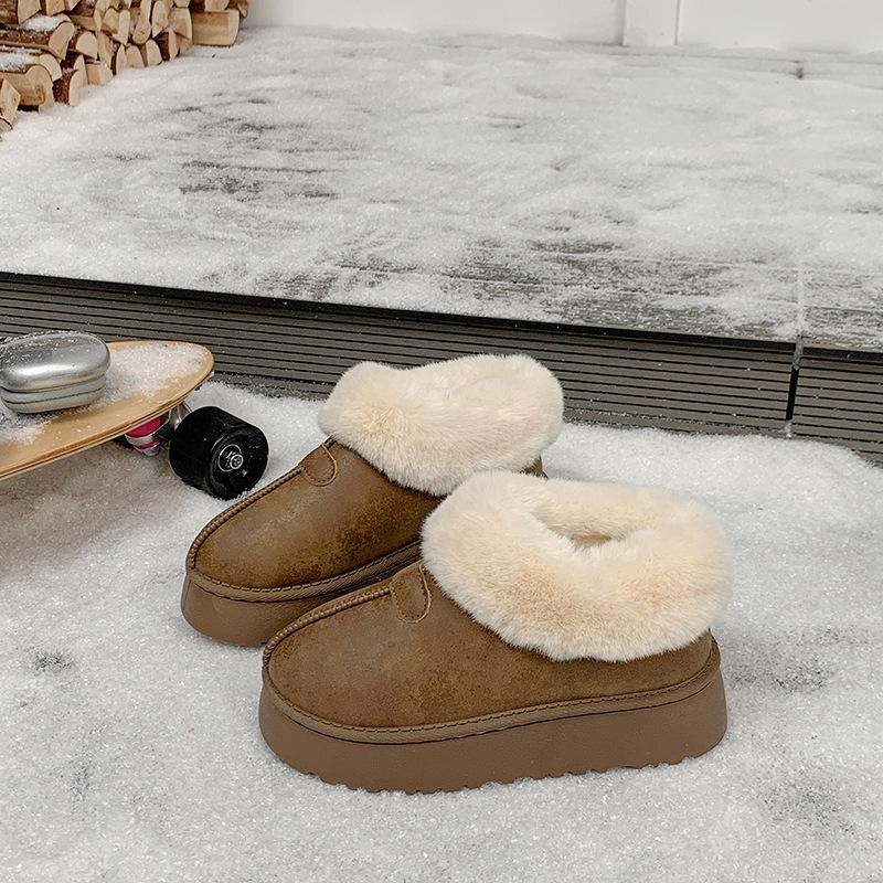 Women's Fur Mouth Large Size Soft Sole Winter Warm Fur Snow Boots Padded Lined Ankle Boots Non-Slip Hiking Casual Sports Cotton Boots