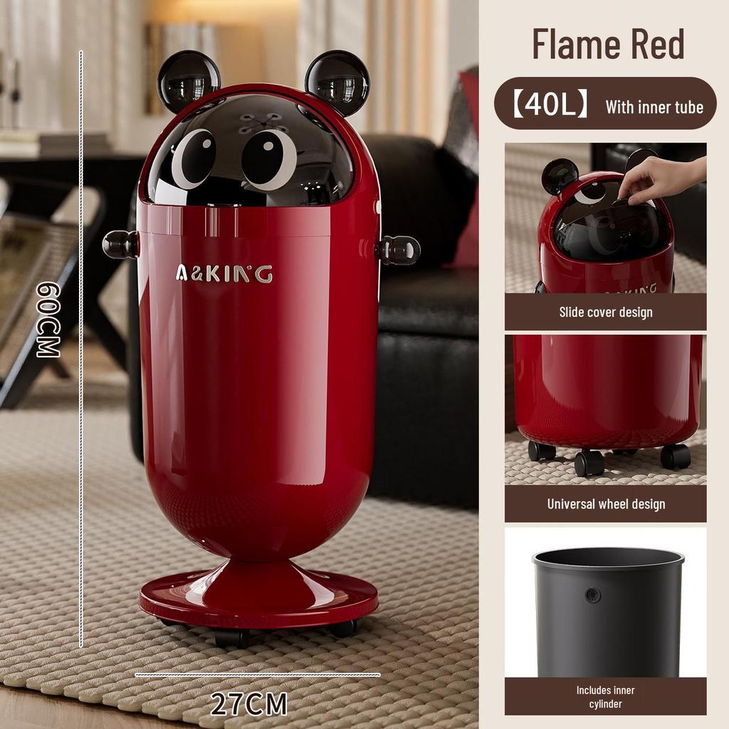 2026 High-End Large Capacity Trash Can with Wheels & Flip Lid for Living Room/Bedroom
