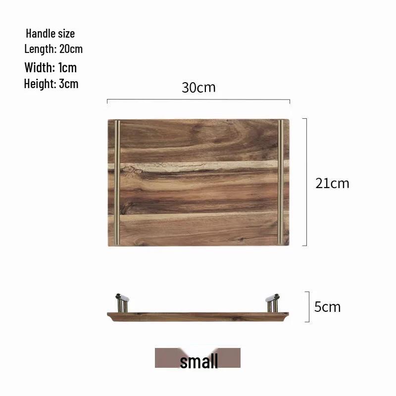 Abay Acacia Wood Serving Tray with Copper Handle