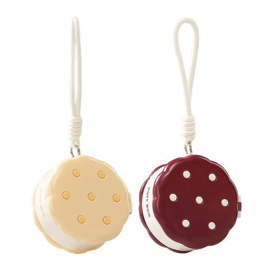 Round Powder Puff Box Double-Tier Wet And Dry Separation Makeup Puff Case Portable Makeup Sponge Organizer with Lanyard for Women Girls Travel Storage