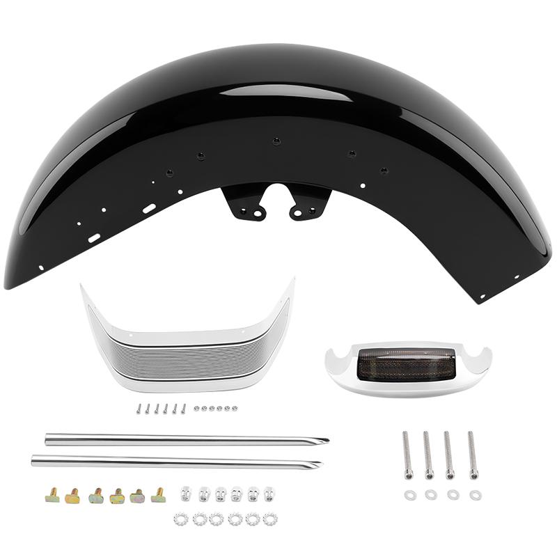 Motorcycle Front Fender Assembly with Tip Light Trim For Harley Touring Road King Electra Glide Street Road King Glide 2014-up