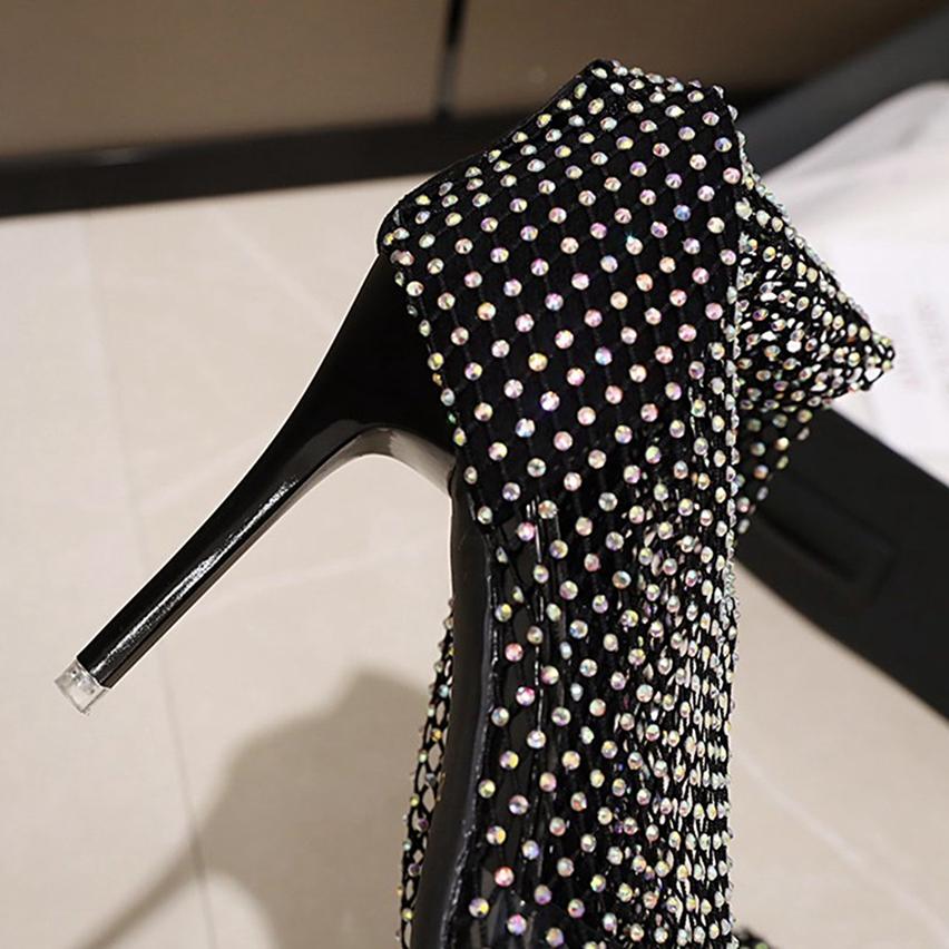 Women Trend Wild Net Sock Boots Chic All Match Pointed Stiletto High Heel Net Sock Boots