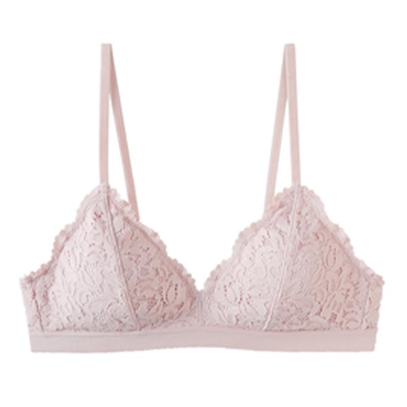 French Style Bra Women's Sexy Lace Triangle Cup Bra Gathering Without Steel Ring Bra Women's Thin Underwear Summer