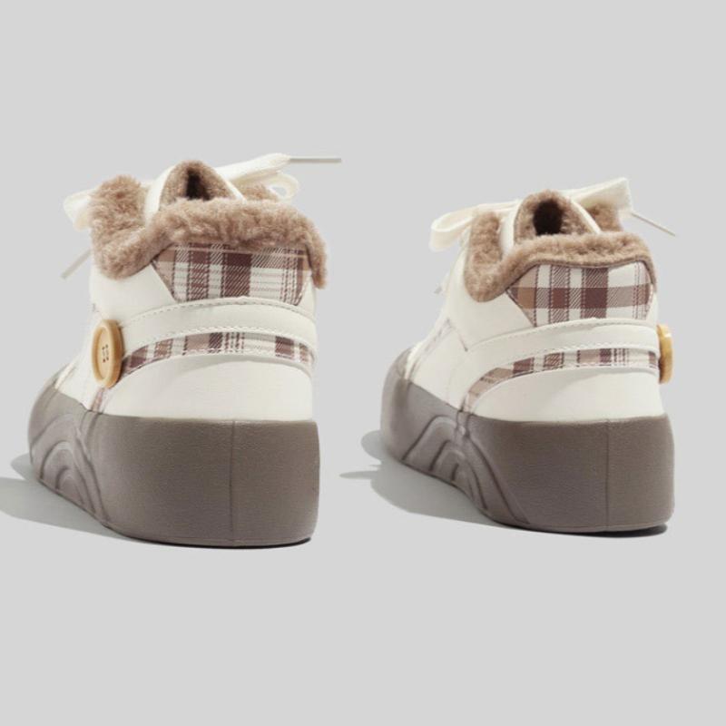 Fleece-lined and Thickened Cotton-padded High-top Sneakers Are Fashionable Versatile Casual and Warm
