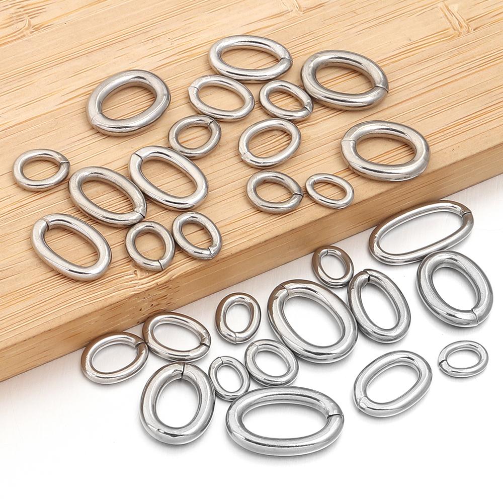 20pcs/lot Oval Stainless Steel Open Jump Rings Connectors Split Rings For DIY Bracelets Jewelry Making Materials Accessories