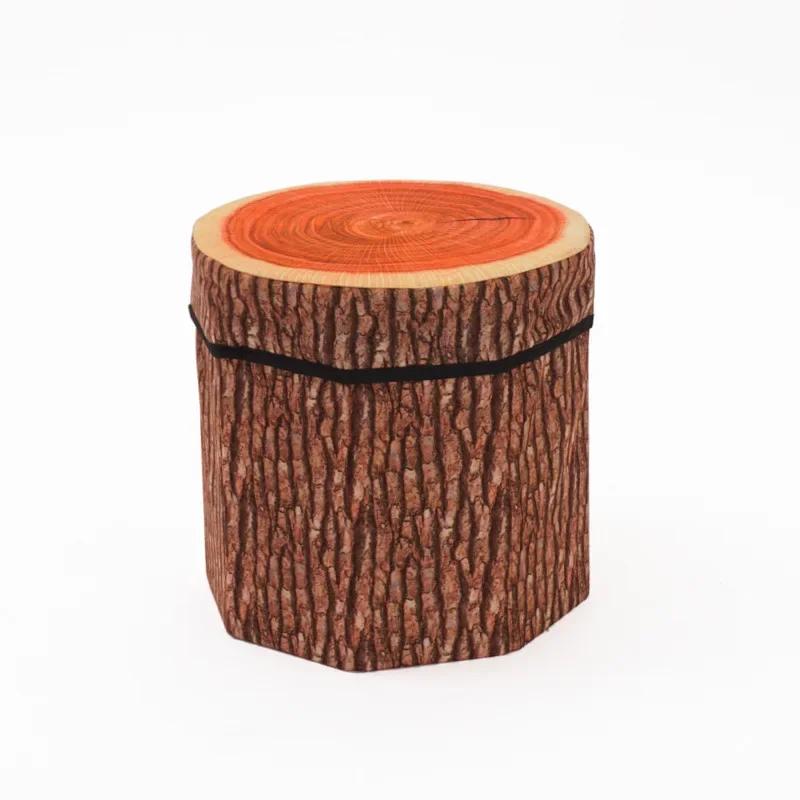 

Tree Stump Storage Ottoman Folding Stool Collapsible Footrest Seat Lid Foldable Storage Box Living Room Bedroom Kids Decor