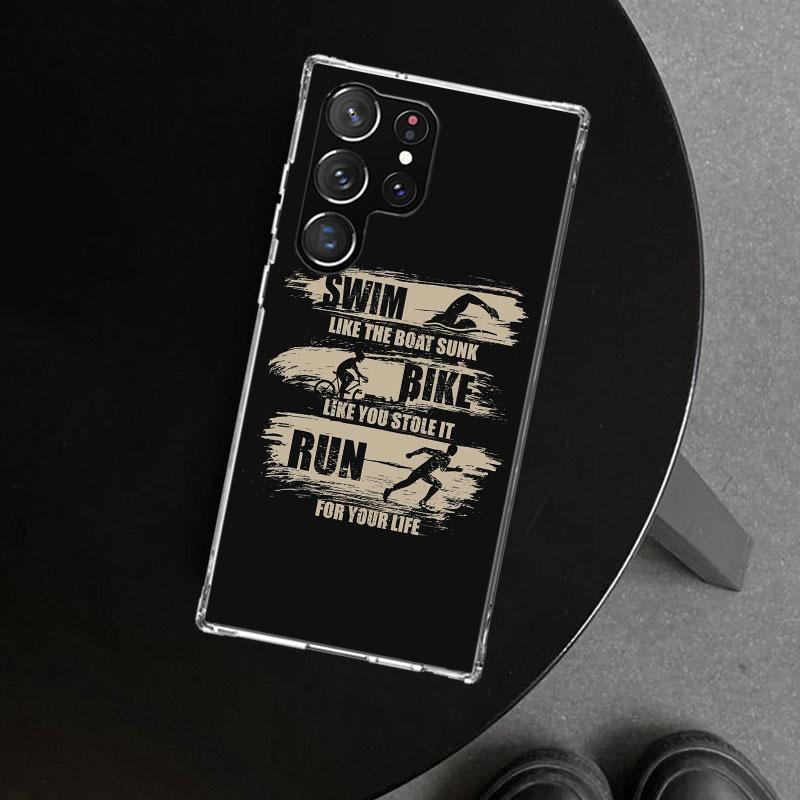 

Triathlon Swim Bike Run Phone Case Cover for Samsung Galaxy S26 S25 Edge S24 S23 Ultra S22 Plus S21 FE S20 + Art Customized Fund Samsung S25 Plus