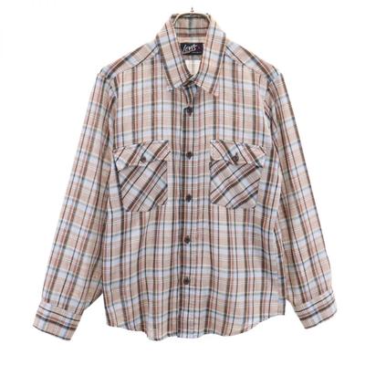 70s Vintage Check Pattern Long Sleeve Shirt Brown Men's Used