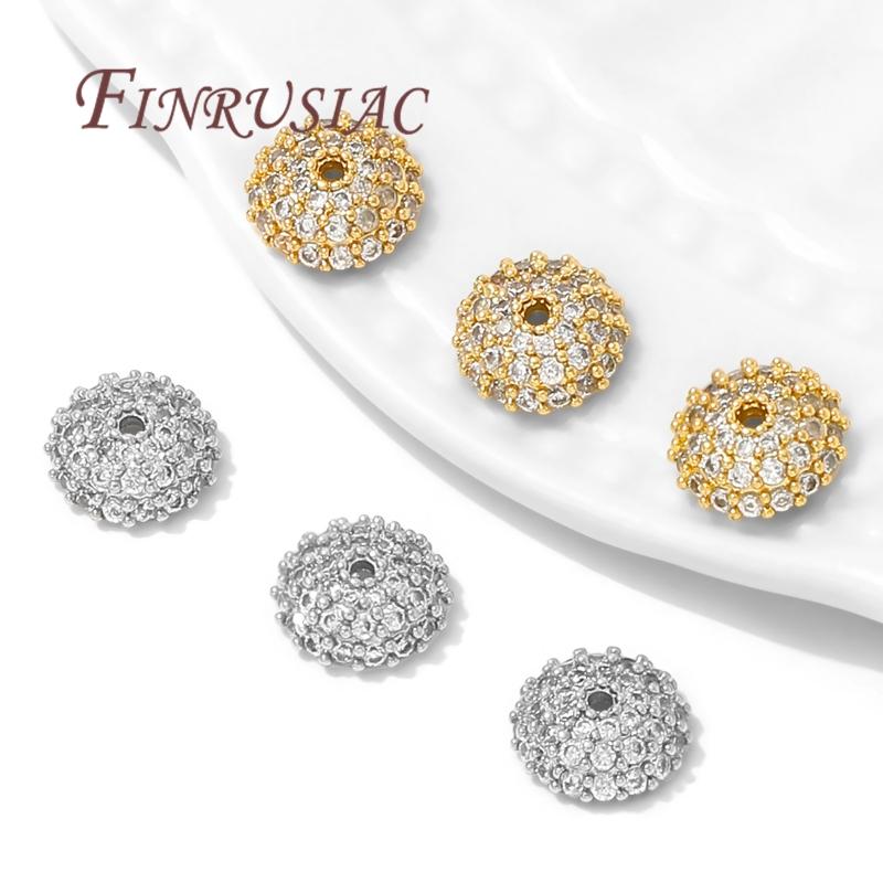 8.5mm Spacer Bead Caps 18K Gold Plated Brass with Zircon Flower Bead End Caps For Jewelry Making Supplies DIY Accessories