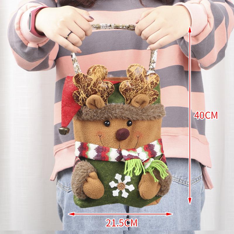 Three-Dimensional Santa Claus Burlap Backpack Candy Bag - Large Christmas Gift Decoration