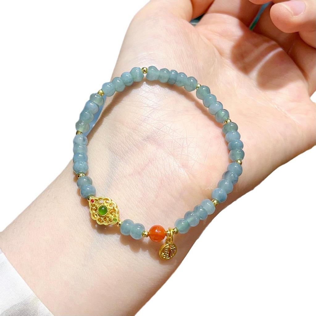 New Jade Bead Bracelet: Peace Blessing Ruyi Design for Women
