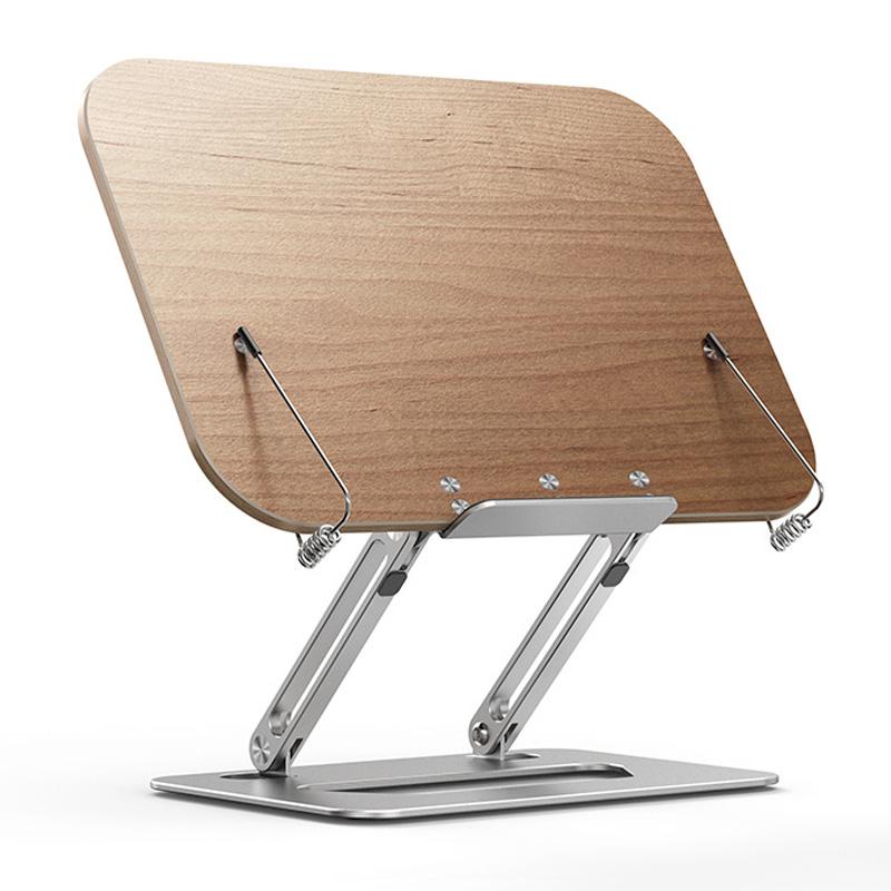 

BONERUY R06 Металева підставка для книг Складна настільна підставка для книг Портативна з регульованим кутом нахилу Підставка для читання Walnut