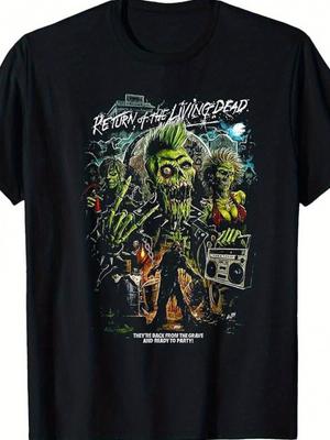 UnisexS Return of The Living Dead Horror Graphic TShirt  Black Cotton Crew Neck Short Sleeve Tee with Zombie  Band Design