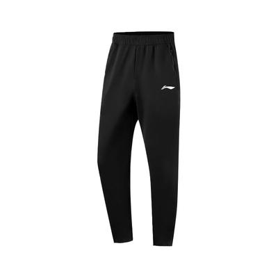 Li Ning Loose Comfortable Casual Straight Leg Warm Letter Print Knitted Sports Pants Unisex Bottoms Black YKLU158-2