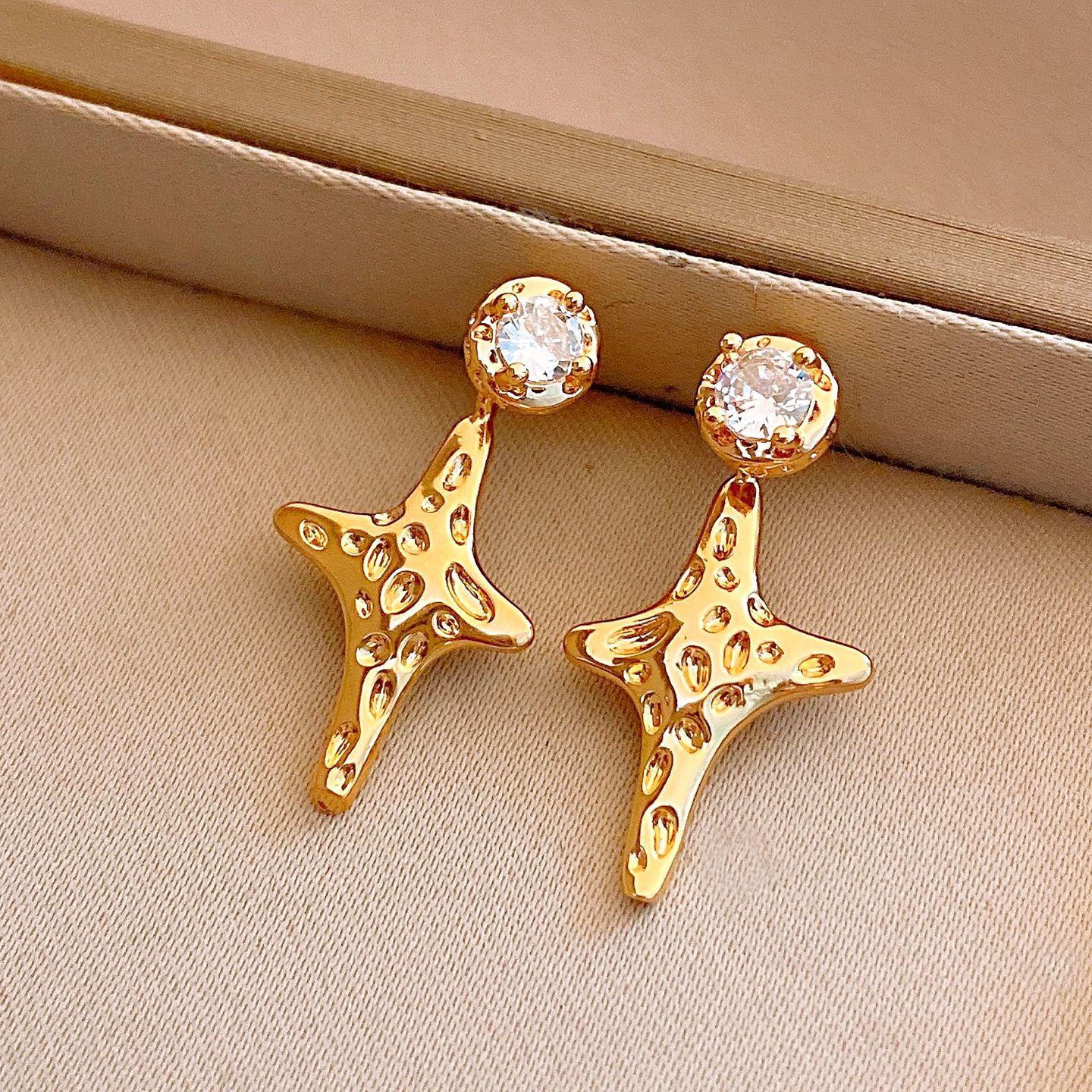 French cold wind round zircon mango earrings stud earrings fashionable exquisite simple earrings