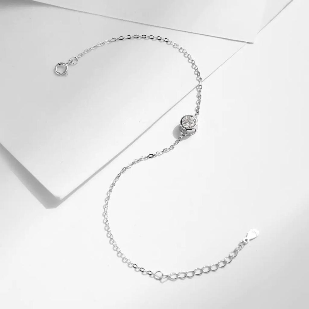 Beixi S925 Sterling Silver Korean Geometric Zircon Bracelet