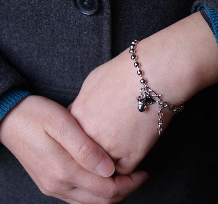 Retro Round Bead Lucky Bag Bracelet Simple Women'S Electroplated Platinum Versatile Money Bag Jewelry