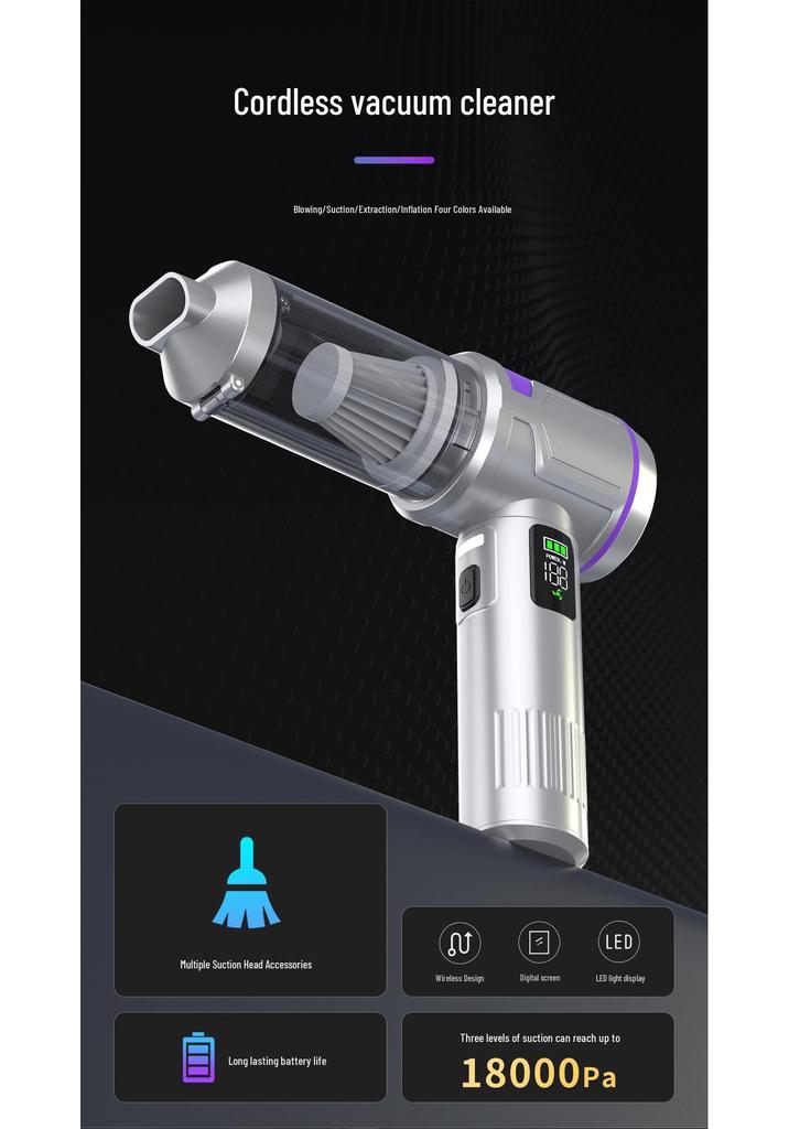 New Portable Handheld Wireless Vacuum Cleaner for Car and Home - Wash and Blow, Dual-Use, Strong Suction, Rechargeable.