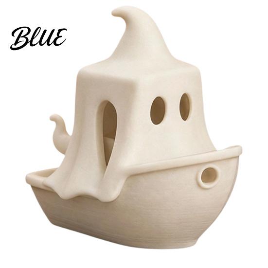 Realistic Halloween Display 3D Printed Boat Figurine Spooky Ghost Pumpkin Ship Figurine Statue for Party Tabletop Home Decor