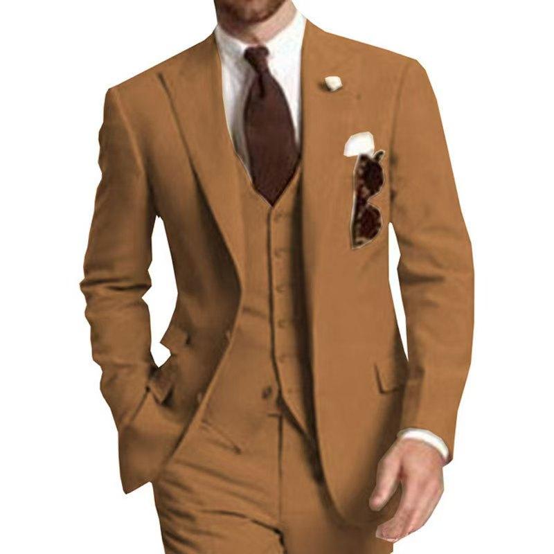 3dílné pánské obleky Slim Fit oblek Formální Business Ženich Oblečení Svatba Tuxeda Blejzr Bunda Vesta Kalhoty Set Kostým Homme Vzít se