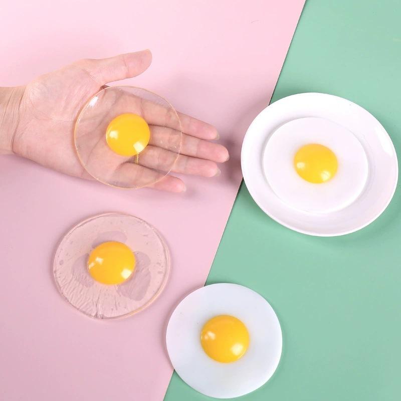 Simulation Fun Egg Squeeze Toys Soft Realistic Fried Eggs Artificial Egg Model Restaurant Display Props Kids Kitchen Toy
