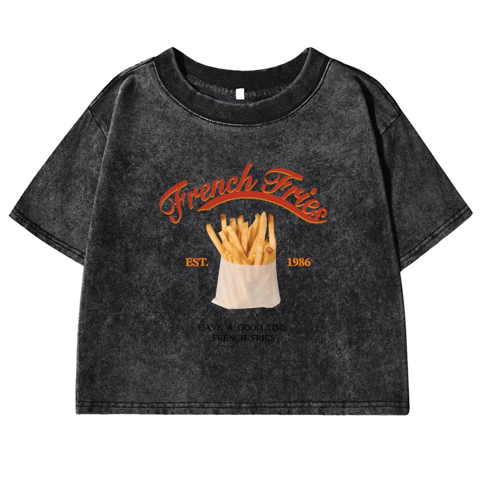 

Стандартное восточное время. 1986 Хорошего времени принт картофеля фри женские футболки выстиранные ретро топы короткий рукав уличная хлопковая футболка XL
