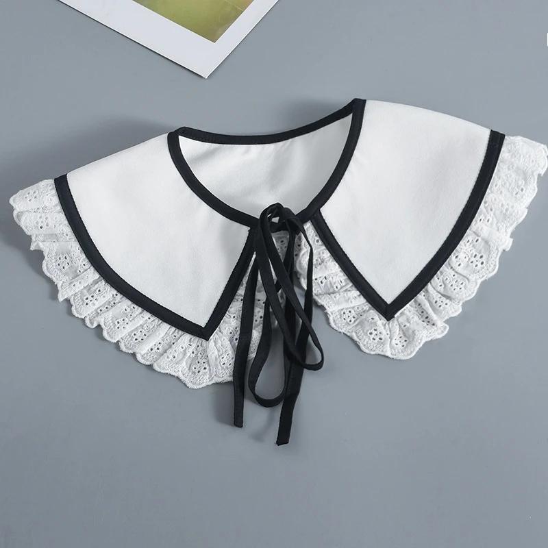 Koreansk Stor Revers Avtakbar Krage for Kvinner Genser Topp Falsk Krage Sjal Skuldersjal Dekor Falske Krager Slips