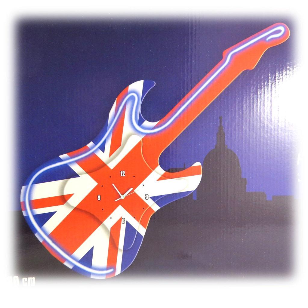 Les Trésors De Lily [P6492] - 'So British' Union Jack Neon Guitar Wall Clock - 73.5x30 Cm