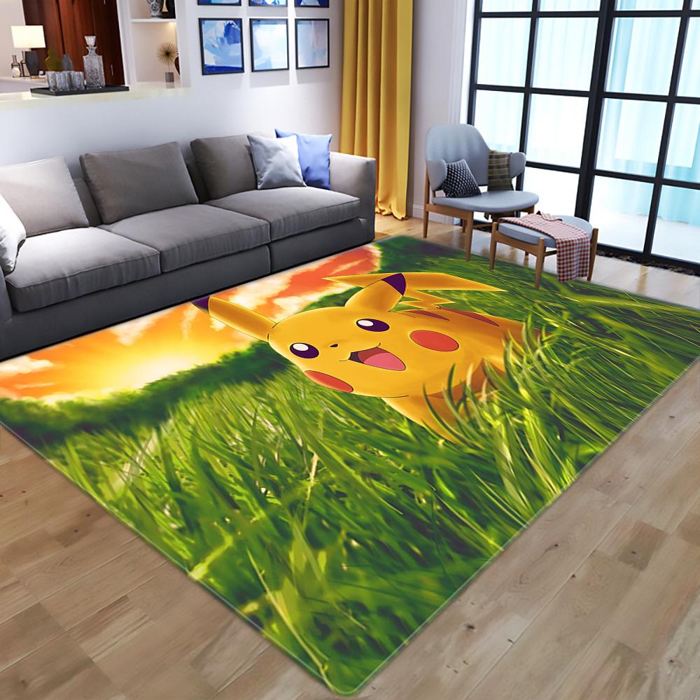 Pikachu Pokémon Cartoon Kids Crystal Velvet Print Floor Mat Absorbent Slip Mat