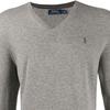 Polo Ralph Lauren FW21 V-neck Vzor loga Jednobarevný Pulovr Svetr s dlouhým rukávem Pánský svetr Šedý 710667377-001