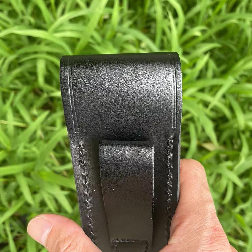 High- Quality Folding Knife Universal Split LeatherLeather Sheath Black Knife Case Hand-carved Scabbard Knife  with Belt Buckle