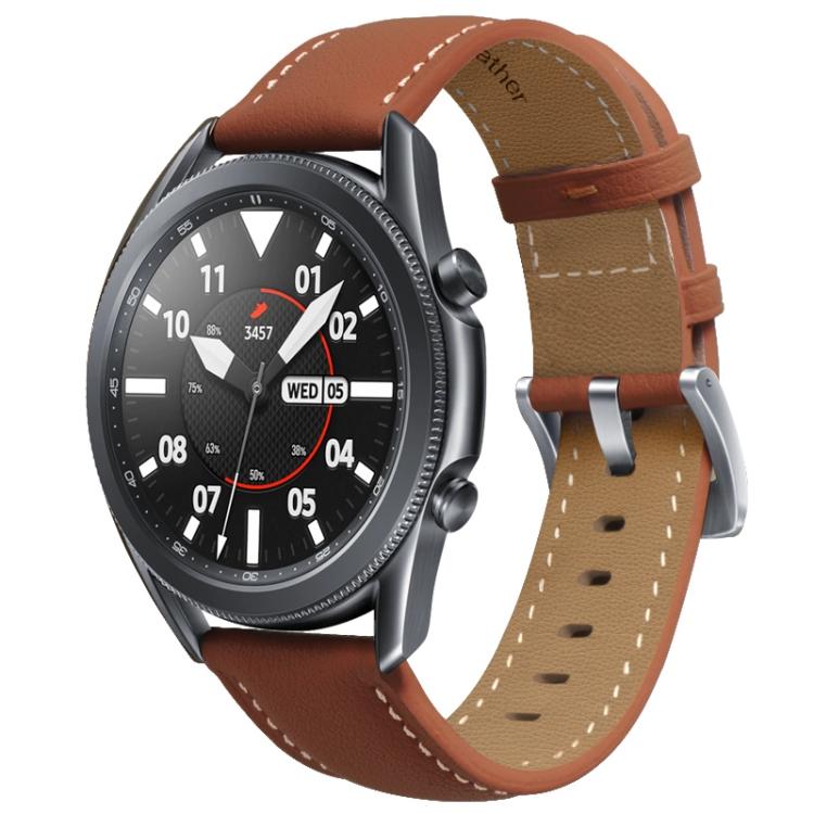 Black Vegan Leather Watch Band With Silver Buckle For Samsung Galaxy Watch3 41mm, Adjustable Replacement Wrist Strap
