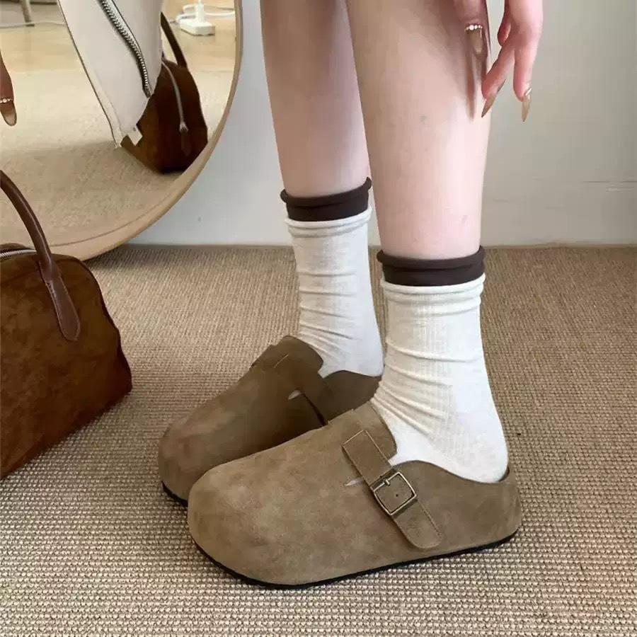 Thick-Soled Inner Height-Increasing Birkenstocks For Women, Small People In Spring And Summer, One Pedal Bag Head And Half Slippers, And Women'S Shoes