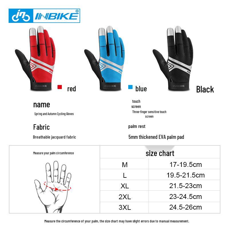 INBIKE Full Finger Anti-Slip Cycling Gloves - Breathable for Mountain & Road Biking, Spring & Autumn