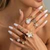 SHIXIN 9Pcs/Set Elegant Irregular Baroque Imitation Pearl Open Rings Women Trendy Creative Geometry Finger Ring Wedding Jewelry