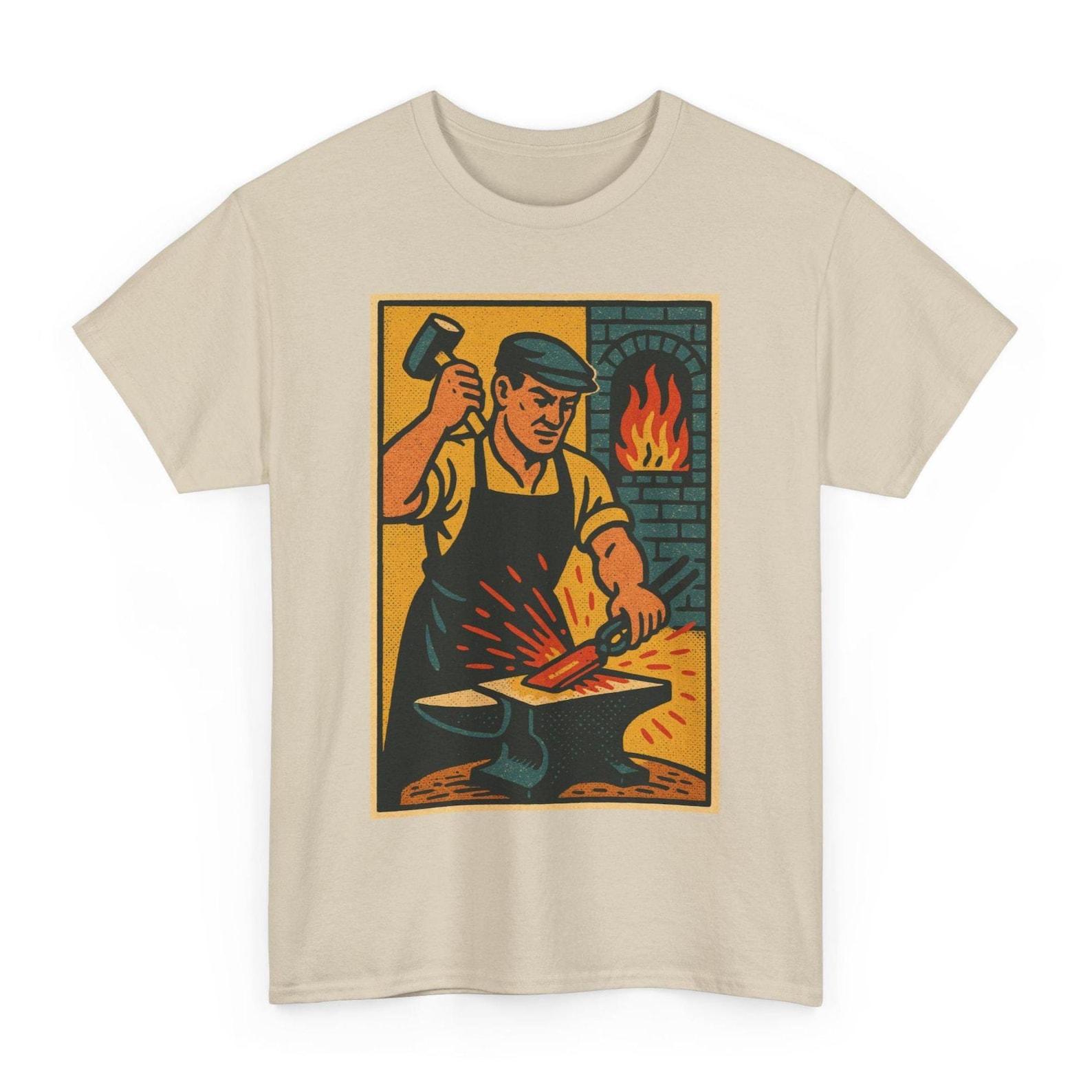 Blacksmith T-Shirt: Retro Comic Forging Iron Design 3XL