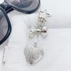 Exquisite Heart Bow Beaded Keychain Fashionable Heart Photo Frame Keychain Creative Backpack Decoration Accessories Gifts