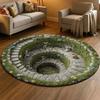 Visual Hole Round Carpet Spring Flower Bird Plant Anti Slip Door Mat Living Room Bedroom Kitchen Decoration Carpet